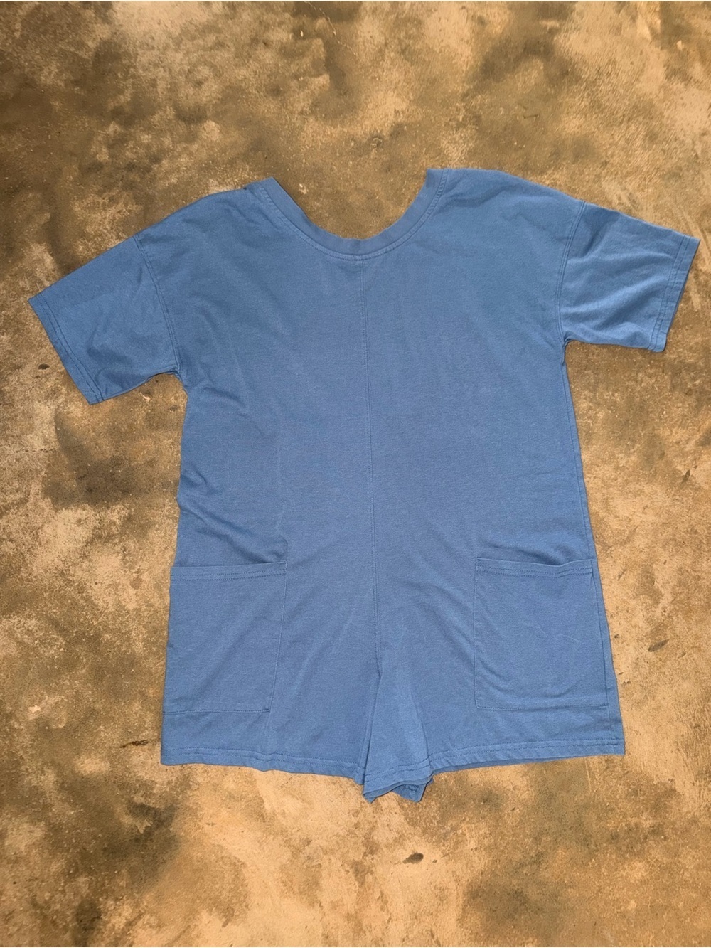 Blue Reversible Romper Lounge Playsuit Pockets Relaxed Casual S